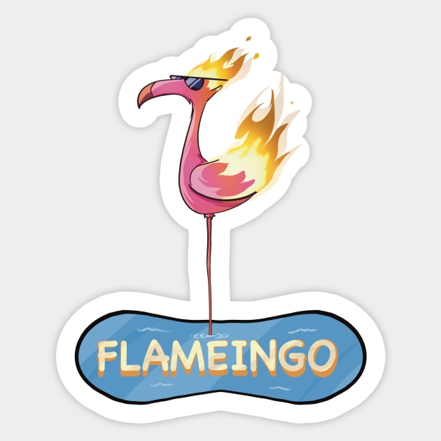 A Cool Flaming Flamingo (flamengo) Standing in a Pool (Text Variant) Sticker by Owl-Syndicate